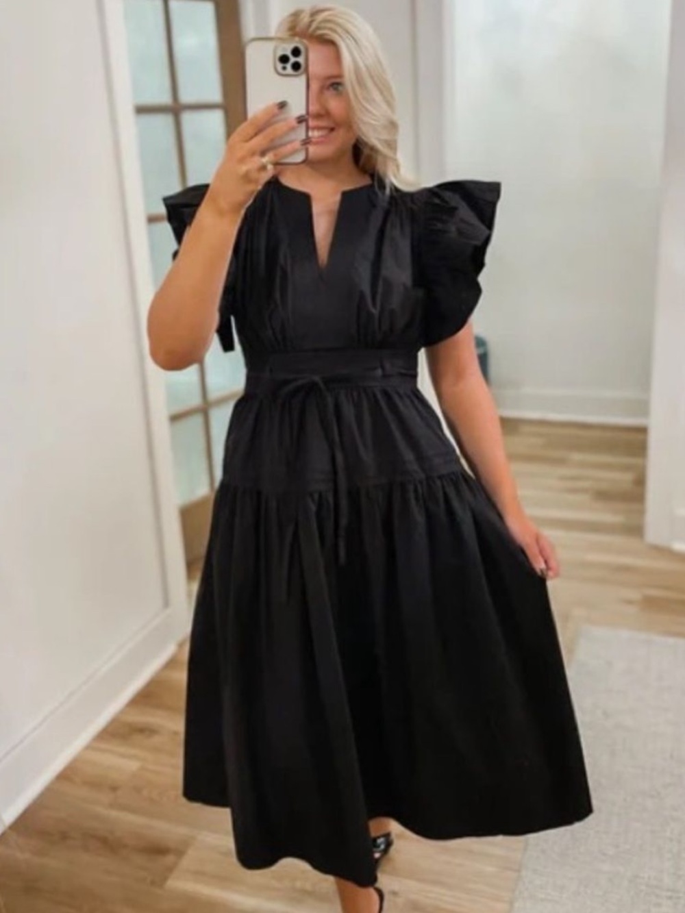 Strut & Bolt 100% Cotton Black Midi Dress - Picture 9 of 9